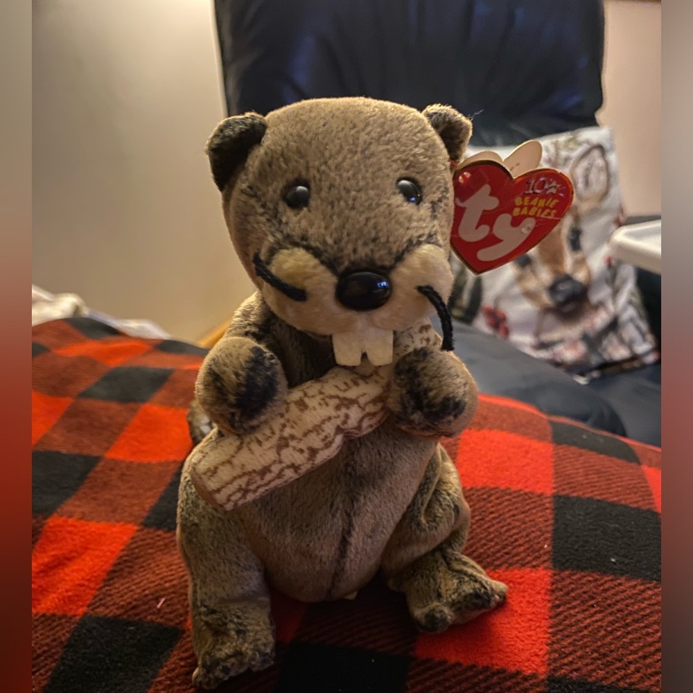 Ty Beanie Baby Beaver Plush “lumberjack”